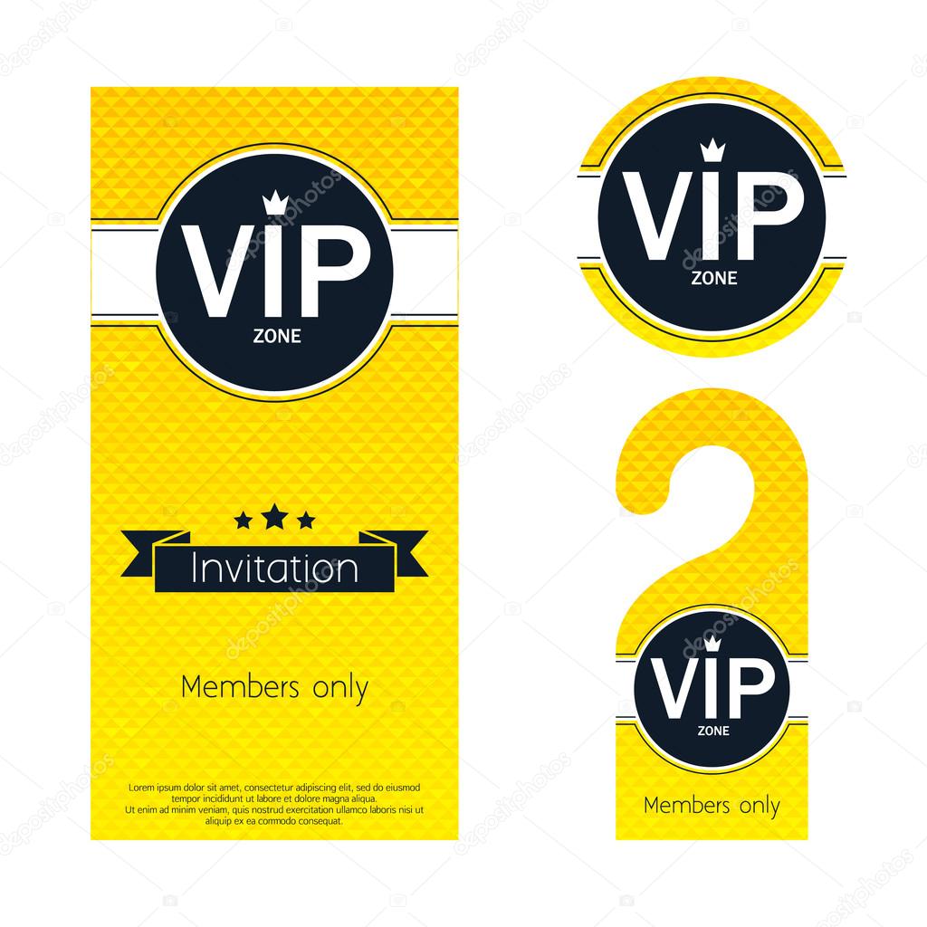 Vip Party Invitation Card, Warning Hanger And Badge  â Stock